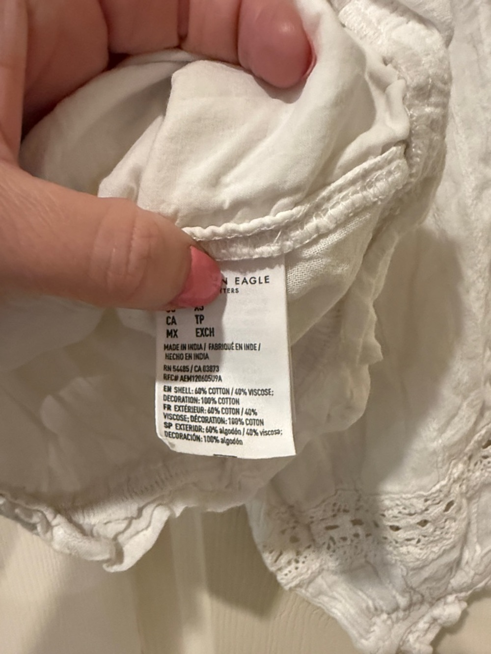 American Eagle white lace crop top, XS - Picture 5 of 7
